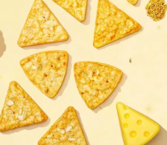 Triangular corn chips from the customer's retail product imagery