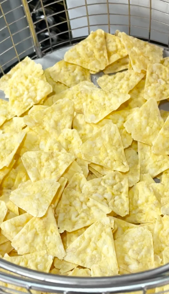Triangular popped snack samples